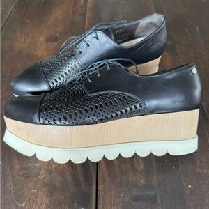 Black Platform Oxford Shoes Size 9